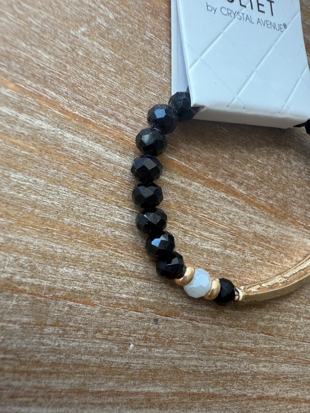 Amazing Grace Black Beaded Stretch Bracelet with Gold Accent - Picture 7 of 11